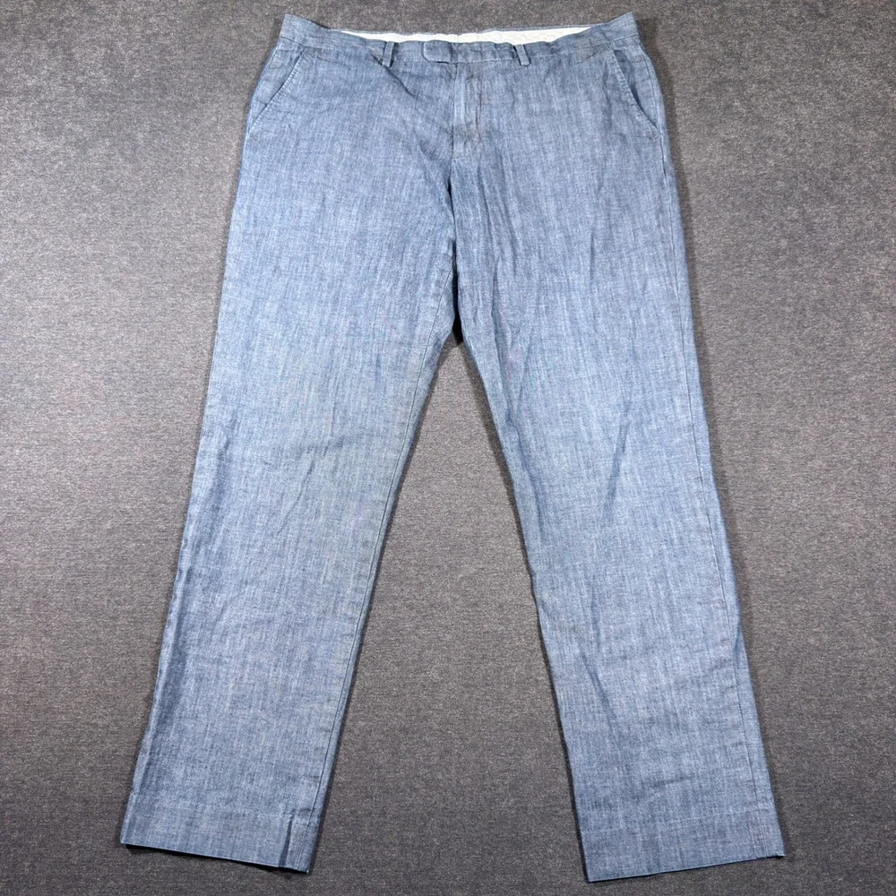J.Crew Bowery Pants Men 36x30 Blue Cone Denim Slim Fit Dress Trousers Cotton